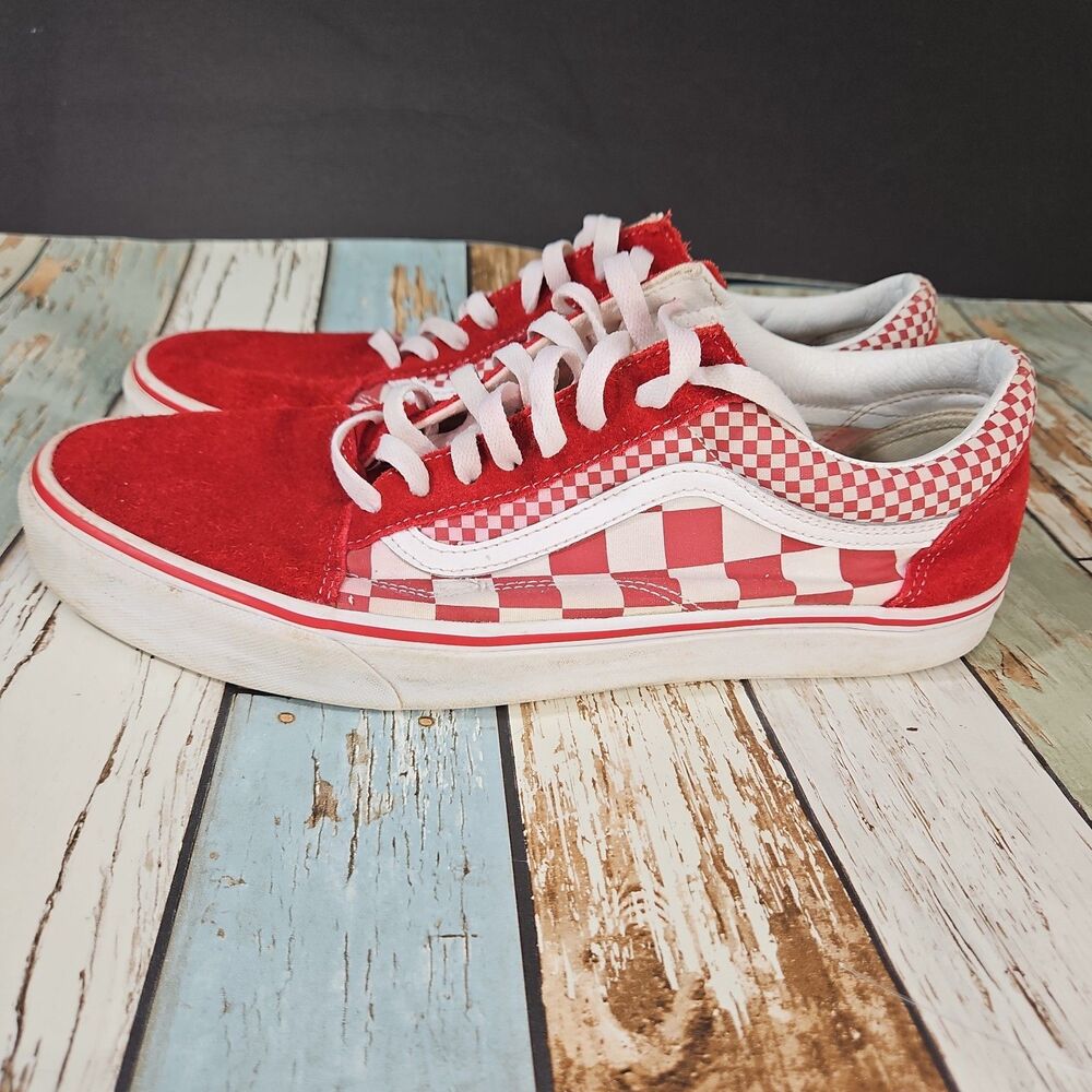 Vans Old Skool Checkerboard Racing Red White Suede Men's Size 13 Skater 90s Y2k
